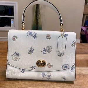 Coach Purse with Glitter Flower Appliqué